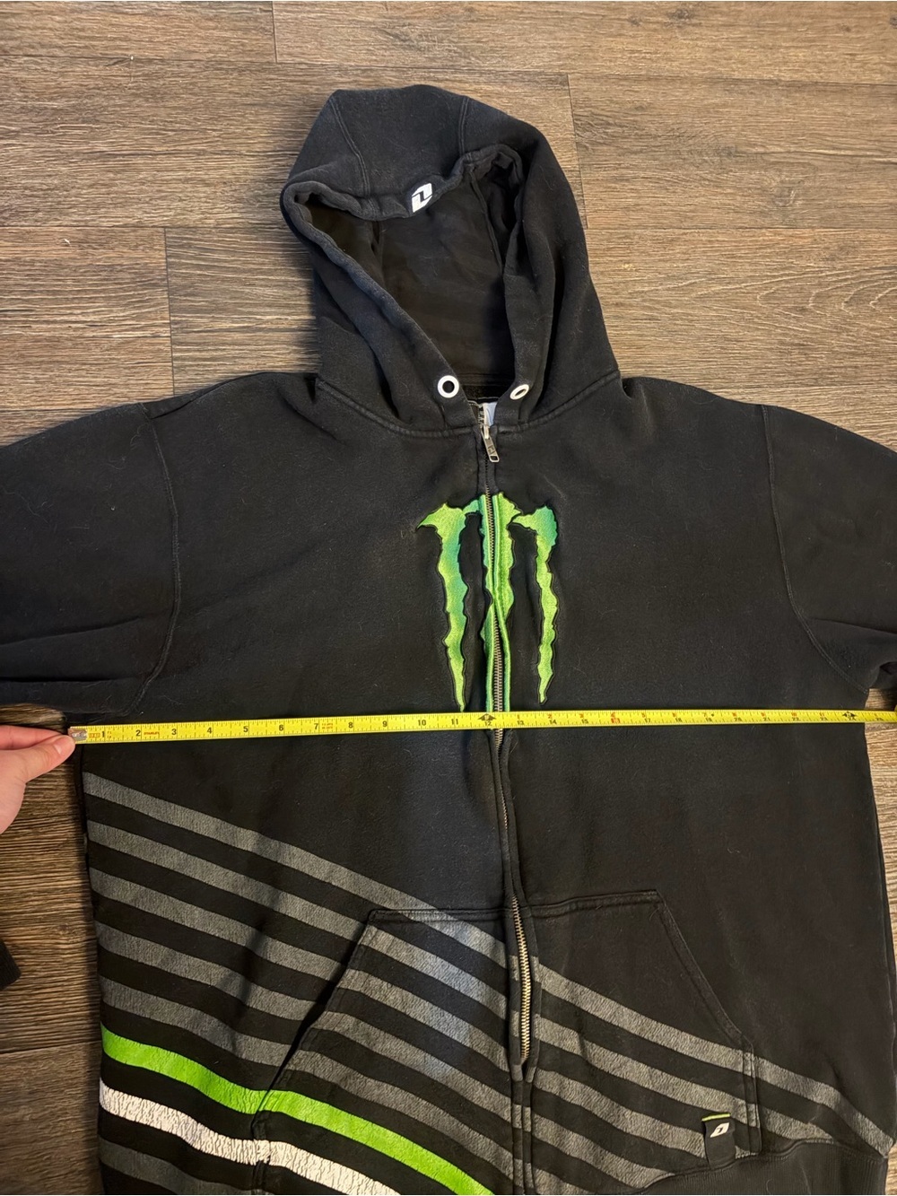 Vintage Monster Energy Hoodie Full Zip Big Logo 00s Racing Men Size XL Black - Picture 4 of 8
